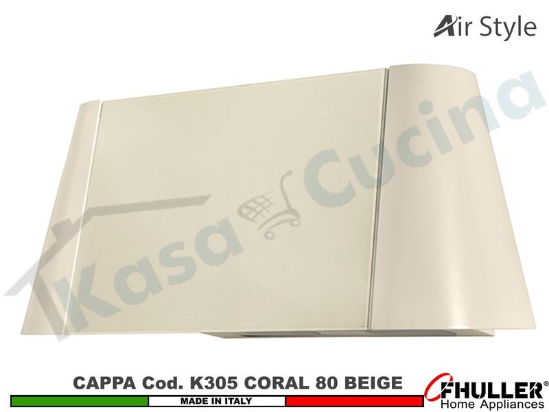 Cappa Parete Moderna 80 CORAL K305 BG  Verniciata Beige - Vetro Beige