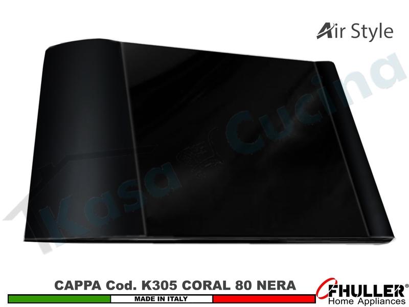 Cappa Parete Moderna 80 CORAL K305 NE Verniciata Nera - Vetro Nero