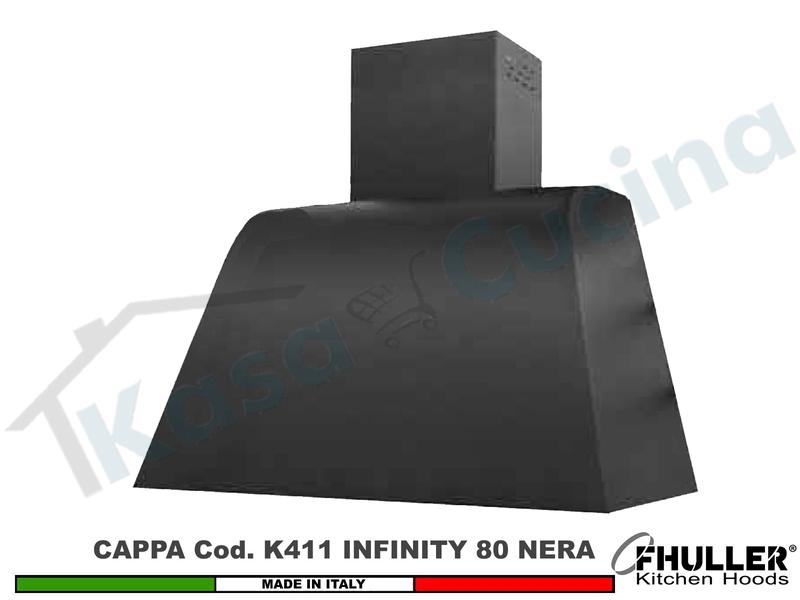 Cappa Cucina Parete Moderna da cm. 80 INFINITY K411 NE Verniciata Nera