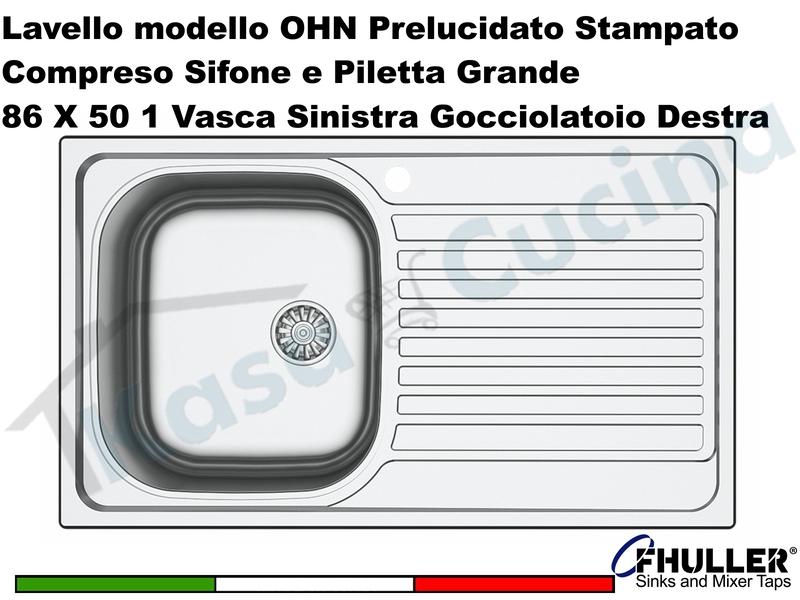 Lavello Apell Oceano Acciaio Prelucido cm. 86 X 50 1V SX e Gocc. DX