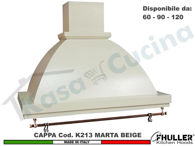 Cappa Parete Rustica Marta 60/90/120 con Tubo Rame + MOTORE 420 m³/h BEIGE