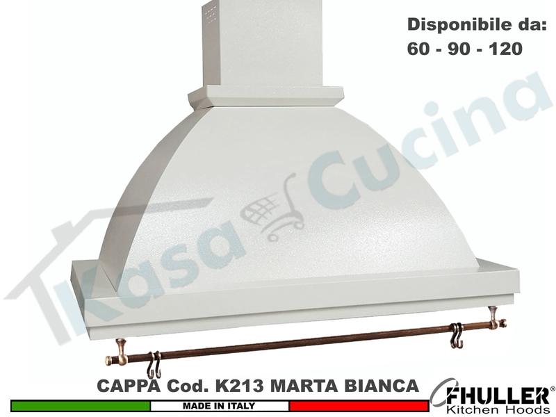 Cappa Parete Rustica Marta 60/90/120 con Tubo Rame + MOTORE 420 m³/h BIANCA