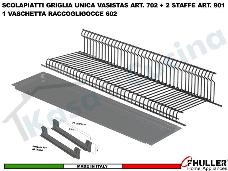 Scolapiatti Griglia Unica VASISTAS ARDESIA 702 Pensile 45 Interno 40,6 + 2 Staffe +Vaschetta