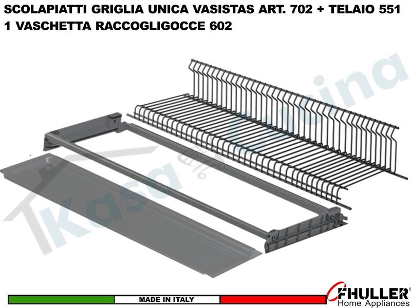 Scolapiatti Griglia Unica VASISTAS ARDESIA 702 Pensile 45 Interno 40,6 + Vaschetta + Telaio