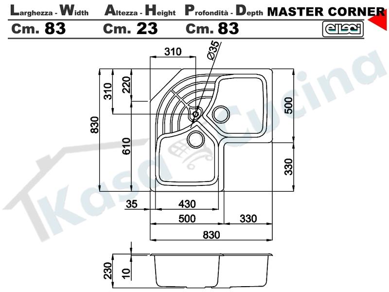 Lavello Angolare Elleci Master Corner Lgmcor68 83x83 2 Vasche Con Gocciolatoio Granitek G68 Bianco Titano Kasa Cucina Elettrodomestici Da Incasso